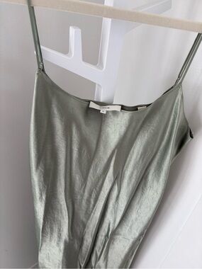 Vince Metallic Sage Green Slip Dress